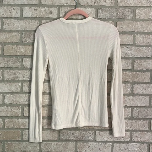 Madewell Drapey Ribbed White Long Sleeve Tee- Size XS - Picture 2 of 4